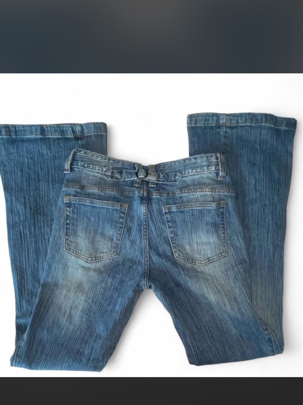 Low rise flare blue jeans